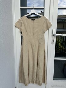 Béžové lněné midi šaty od Uniqlo - 5