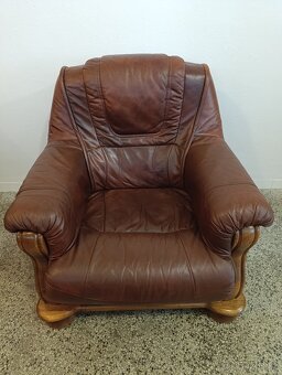 Rustikální kožené křesla, 2 ks, dohromady i zvlášť, masív - 5