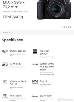 Zrcadlovka Canon 77D + příslušenství - 5