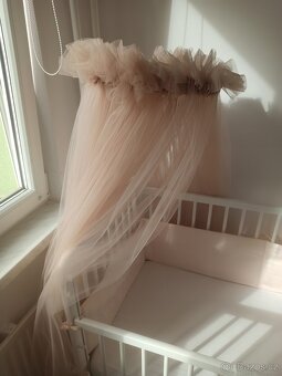 Detska postylka z borovicového dreva, baldachyn,mantinel,lze - 5