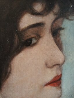 obraz DÁMA, PORTRÉT, olej na kartonu, kopie Ženíšek - 5