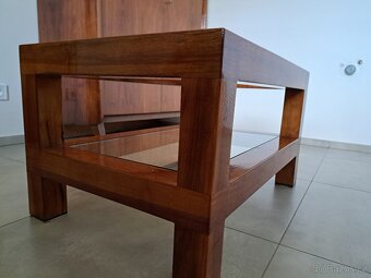 Konferenční stolek masiv sklo - 5