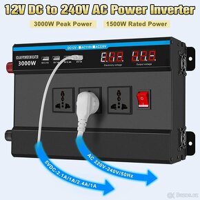 Měnič napětí 1500W/3000W měnič 12V na 240V modif. sinus - 5