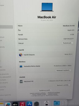 ZÁNOVNÍ APPLE MACBOOK AIR 15” M3/256GB/8GB/BATERIE 100% - 5
