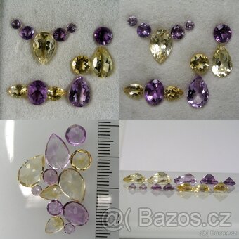 Citrín + Ametyst- SADA - 14,66 ct. - 5