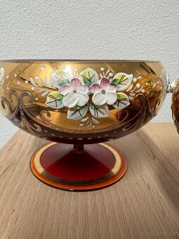 Novoborské dekorované sklo se smaltovanými květy - 5