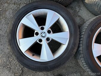 Originalní ALU kola Škoda 5x112 r16 celoroční pneu 7,5mm - 5
