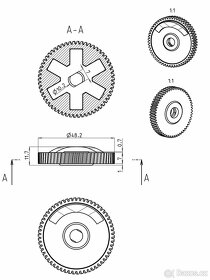 Ozubené kolo motoru stěračů - Typ 443 122059071, ČSN304601 - 5