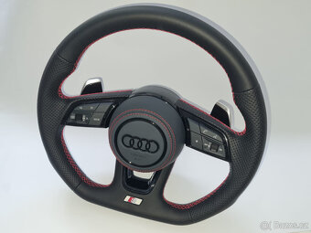 AUDI KOŽENÝ EXCLUSIVE ČERVENA NIT VOLANT + AIRBAG + F1 PADLA - 5