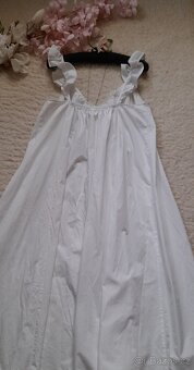 H&M bílé bavlněné letní dlouhé šaty - 5