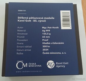 Stříbrná pětiuncová medaile Karel Gott, číslo 008 - 5
