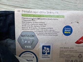 NOVÉ Dámské capri džíny Skinny Fit, vel. 34 - 5