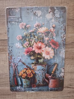 Plechová cedule 20x30cm růžové květy - 5