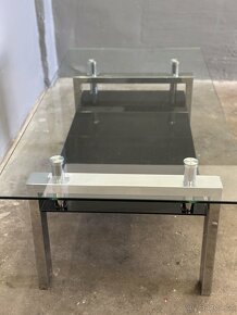 Konferenční stolek, chrom/sklo, FABER - 5