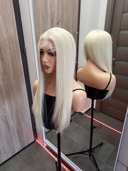 Dlouhá rovná blond paruka s krajkou vpředu 13156 - 5