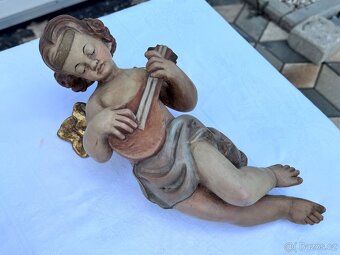 Velké malované sochy Anděl a Andělka dřevo 31,5cm - 5