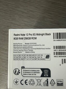 Xiaomi redmi note 12 pro 5g 8gb 256gb - 5