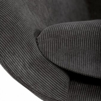 Křeslo houpací potažené žlutou a šedou manšestrovou tkaninou - 5