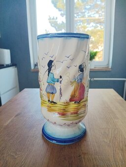 BRETAŇSKÁ FAJÁNS VÁZA QUIMPER RUČNĚ MALOVANÁ - 5