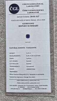 Tanzanit, 5.25 karátů - 5