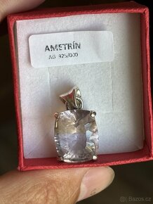 Luxusní fasetovaný vzácný Ametrín přírodní ve stříbře - 5