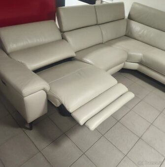 Kožená rohová sedací souprava - PRAVÁ KŮŽE, jak NOVÁ - 5