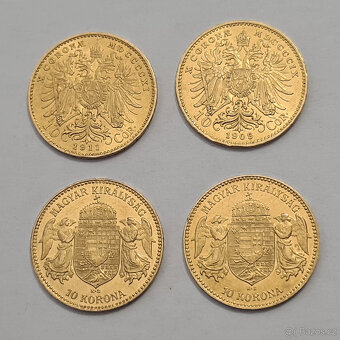 4 x zlatá R-U 10 Koruna - 5
