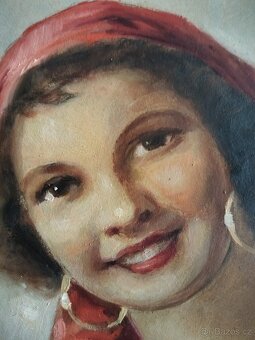 obraz CIGÁNKA III. /dívka, portrét/, olej, František Votruba - 5