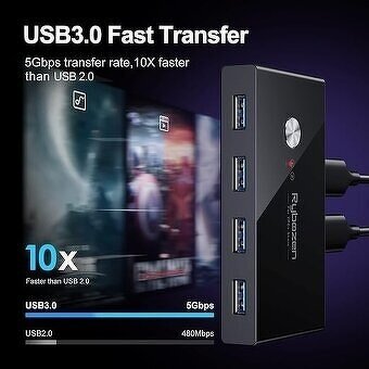 Přepínač USB, Rybozen USB 2.0 Switch Box - 5