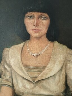 obraz DÁMA S PERLOVÝM NÁHRDELNÍKEM, olej, sign. +89 - 5