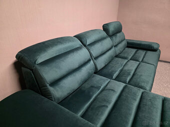 Nová rozkládací rohová sedačka TULIP zelený semiš - 5