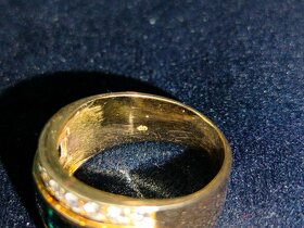 Cca 100 letny zlaty damsky prsten Diamanty a safiry - 5