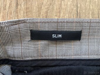 Slim Chino kostkované kalhoty, vel. 30/32, šedé - 5