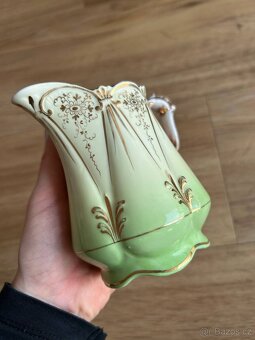 Hrnek, porcelán, starožitný, zdobený, zlacený - 5