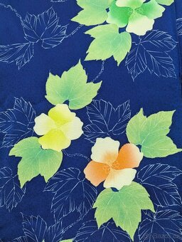 Modré dámské kimono s květinami - 5