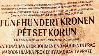 Konvolut protektorátních bankovek 5,- až 5oo,-Koru - 5