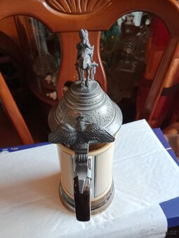 Pěkný starý porcelánový vojenský korbel - 5