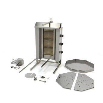 Plynový grill na kebab - 3 hořáky - 30 kg masa - 5