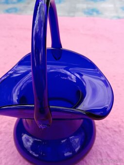 Skleněný modrý košík - 5