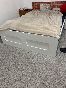Manželská postel BRIMNES včetně rostu a matraci IKEA 140x20 - 5