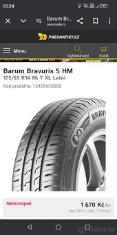 175/65 R14 XL Nové Barum Letní - 5