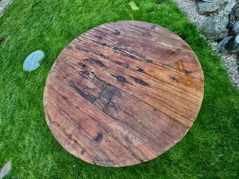 Masivní kulatý anique stůl z Asie 132 cm - 5