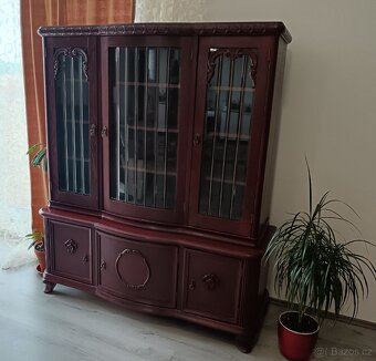 Starožitný vintage příborník z přírodního dřeva - 5