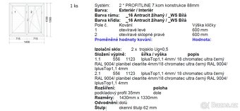 Nové okno 3x sklo,7komor,antracit strukturovaný 138,5x143cm - 5