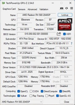 Grafická karta, XFX AMD Radeon RX 580 8GB Black Wolf Edition - 5