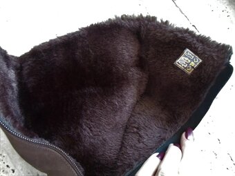 Hnědé teplé boty kozačky s kožíškem - 39, 40 - 5