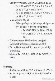 Prenosny solarni panel 100W / 5A - 5