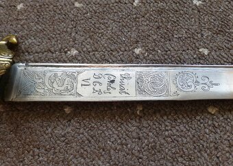 Lovecký tesák - Asi 18. století - Rytá čepel - 5