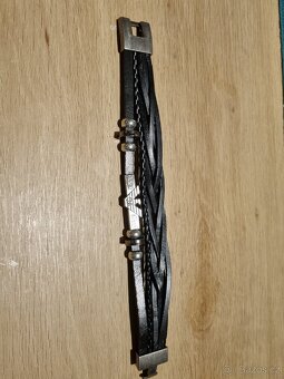 Armani pánský kožený náramek značkový černý pravá kůže - 5