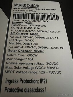 Solární střídač měnič EASUN ISolar SML III 5,5KW 48V MPPT - 5